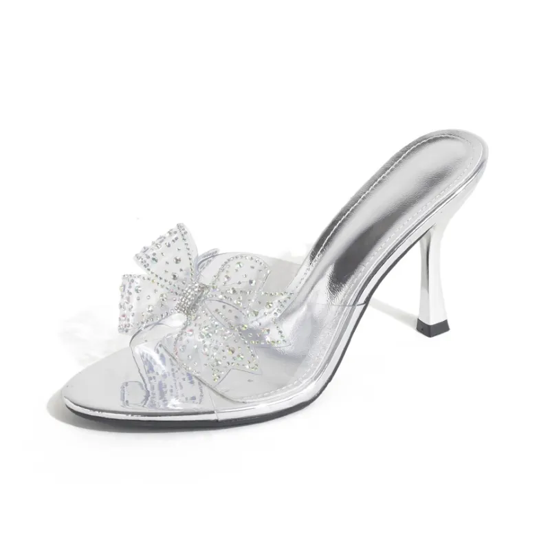 TATAYA Rubber Sole Abrasion Resistant Slide Slippers Women's Silver-0
