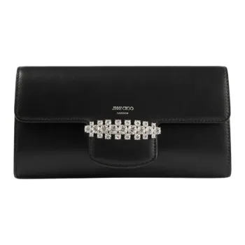 Jimmy Choo Calfskin Wallet, Crossbody Bag Women's Black