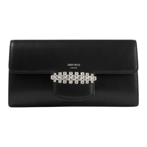 Jimmy Choo Calfskin Wallet, Crossbody Bag Women's Black