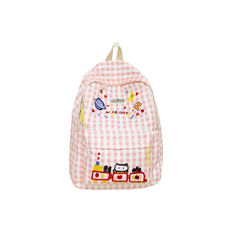 KAMLUI Nylon Fabric Backpack Unisex Pink-0
