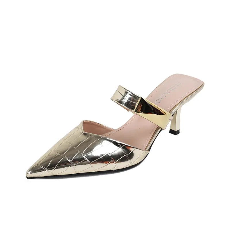 TATAYA Rubber Sole Metal Abrasion Resistant Closed Toe Slippers Women's Gold-0
