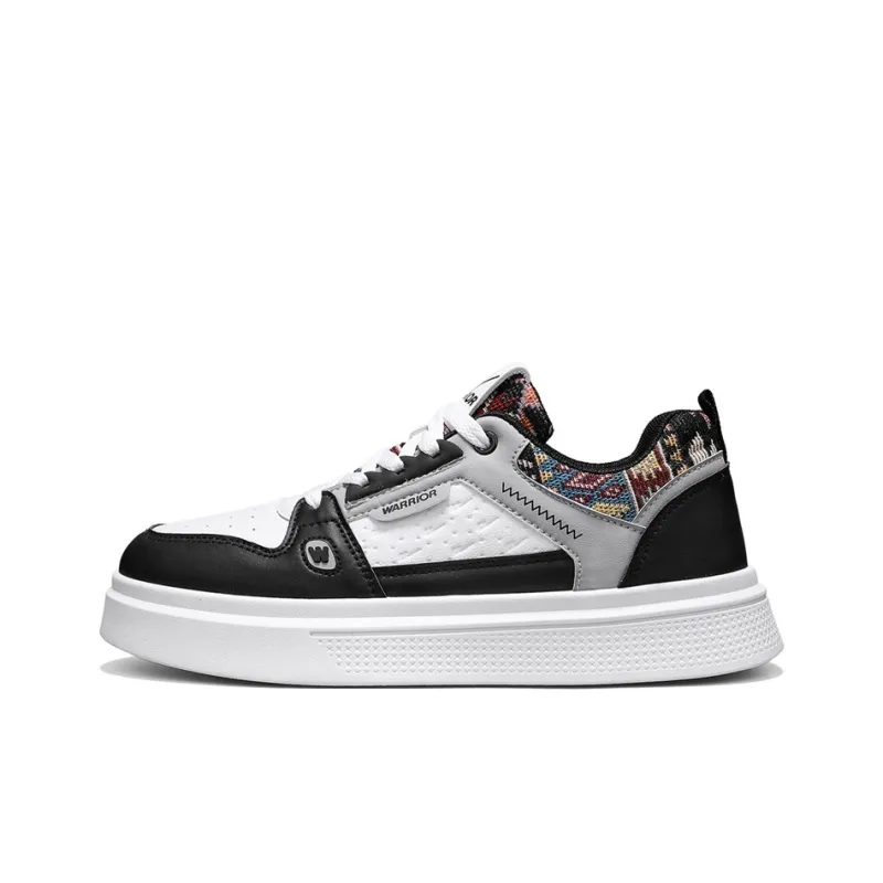 Warrior Slip Resistant Lightweight Height Increasing Low Top Skateboard Shoes Men's Black White Gray-0