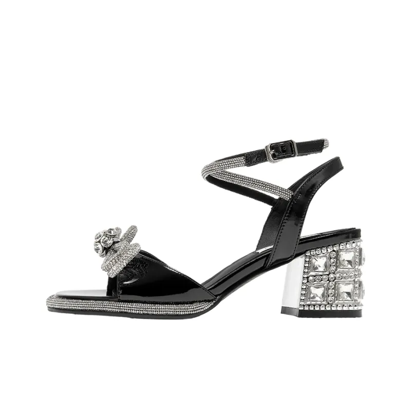 SHOESZOOO One Strap Sandals 6cm Women's Hepburn Black-0