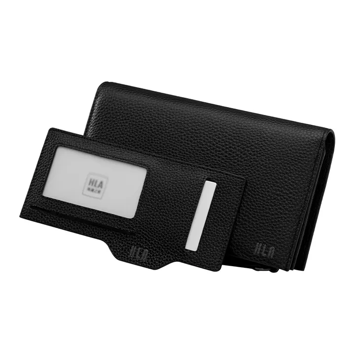 HLA Cow Leather Wallet Unisex Black-3