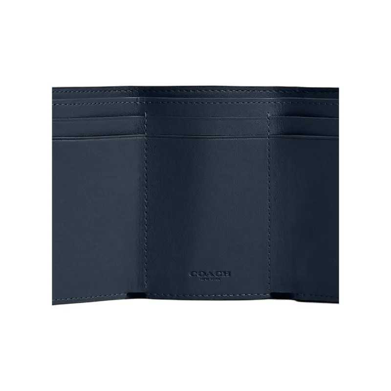 COACH Essential Pebble Leather Wallet Mini Women's Dark Marine Blue-3