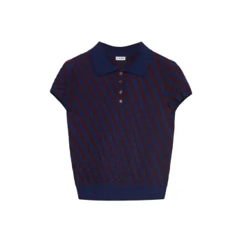 LOEWE Polo Sweater 'Burgundy/Navy'