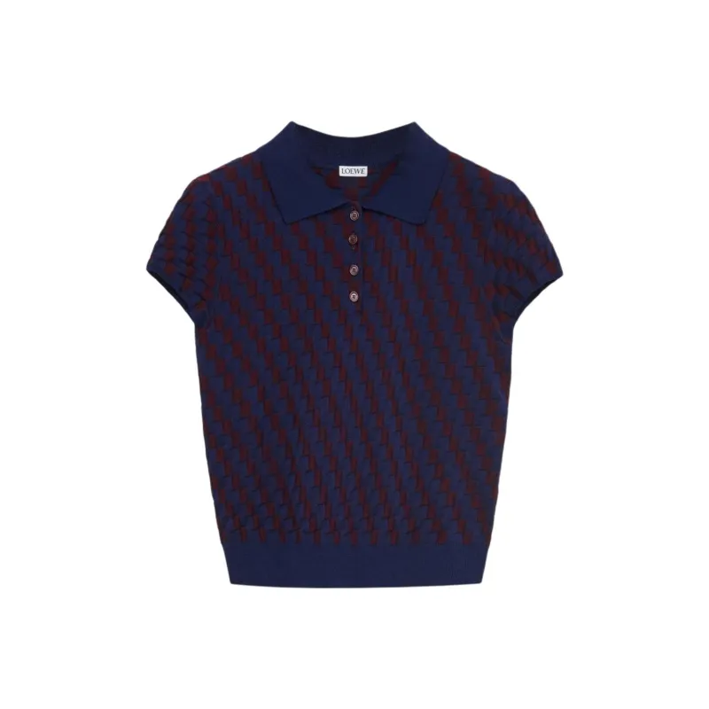 LOEWE Polo Sweater 'Burgundy/Navy'-0