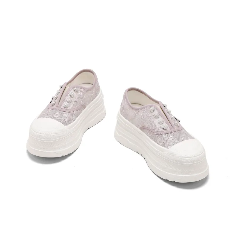 C°BANNER Casual Shoes Women's Low Top Pink Purple/Beige/Yellow-3