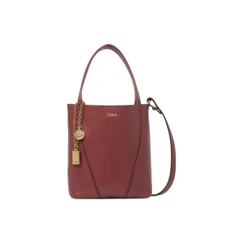 Chloe Spin Cow Leather Tote Bag, Shopping Bag, Shoulder Bag, Handbag Trumpets Women's Dark Pink