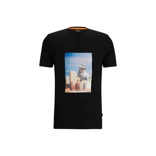 HUGO BOSS SS24 Cotton-Jersey T-Shirt With New-Season Artwork T-Shirt Men's Black