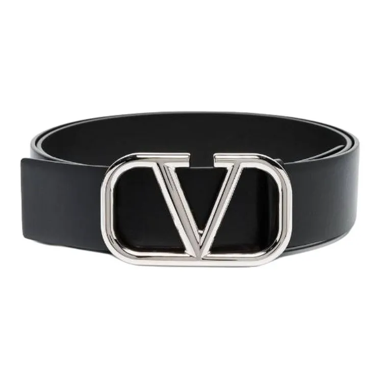 Valentino Leather Belts Unisex Black 3CM-0