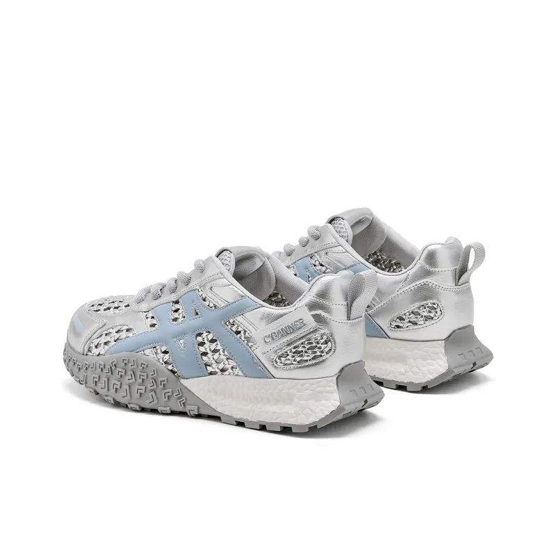 C°BANNER Casual Shoes Women's Low Top Silver Blue/White/Yellow/White-4