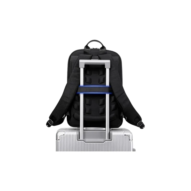 SWISS MILITARY Composite Fabric With Microfiber Synthetic Leather Backpack Men's Black-4