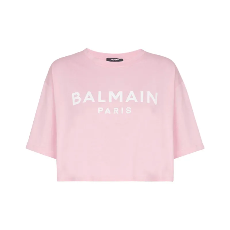 BALMAIN Cropped Logo print T shirt-0