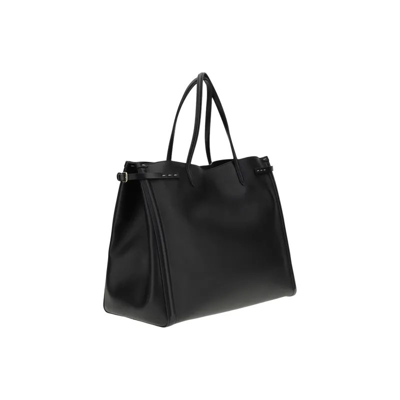 Valentino GARAVANI Calfskin Tote Bag, Shopping Bag, Handbag Tubas Women's Black-2