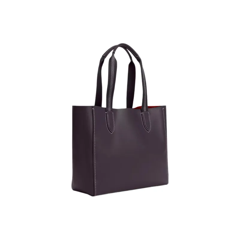 COACH Derby Leather Tote Bag, Shopping Bag, Handbag Tubas Women's Silver & Black-1