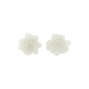 ZARA Acrylic, Polyester, Steel, Metal Earrings Women's White