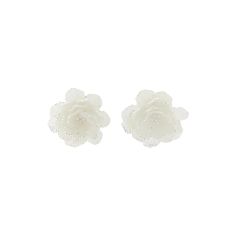ZARA Acrylic, Polyester, Steel, Metal Earrings Women's White-0