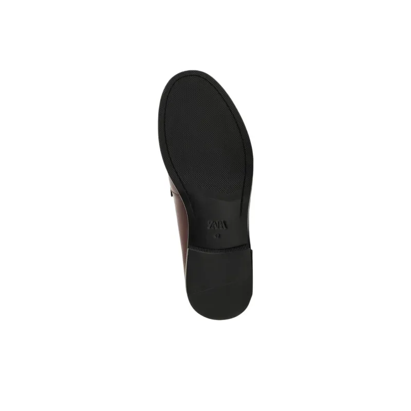 ZARA Loafers Men's Dark Red Color-3