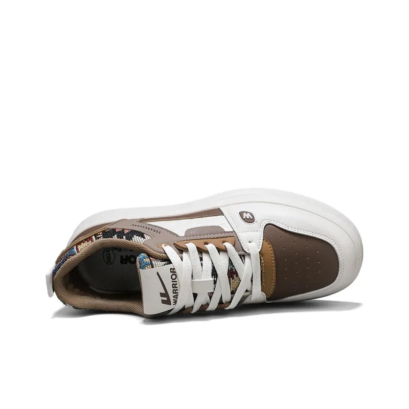 Warrior Anti Slip And Wear Resistant Height Increasing Low Top Skateboard Shoes Men's Brown Khaki Beige-2