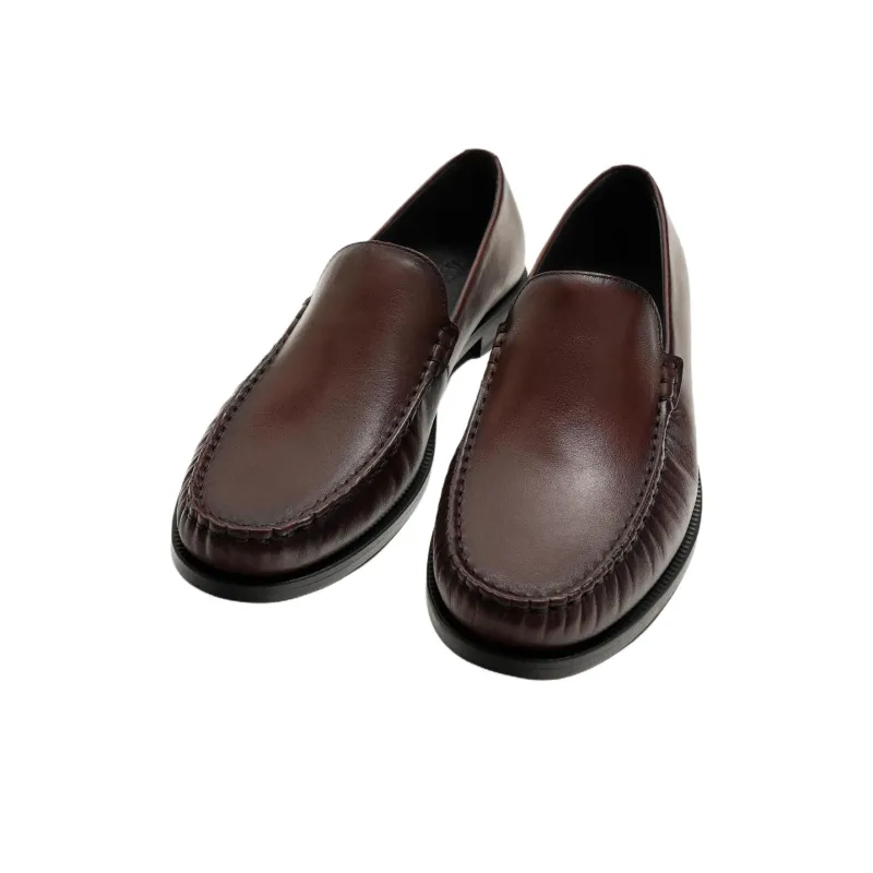 ZARA Loafers Men's Dark Red Color-2