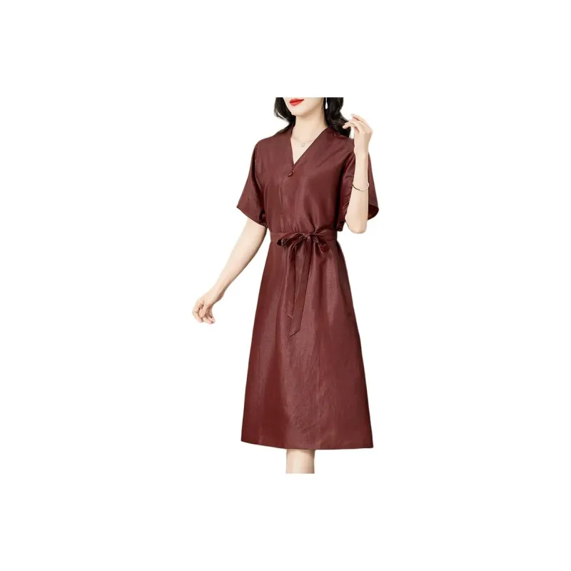Yi Mengyuan Silk Short Sleeved Dress Women's-0