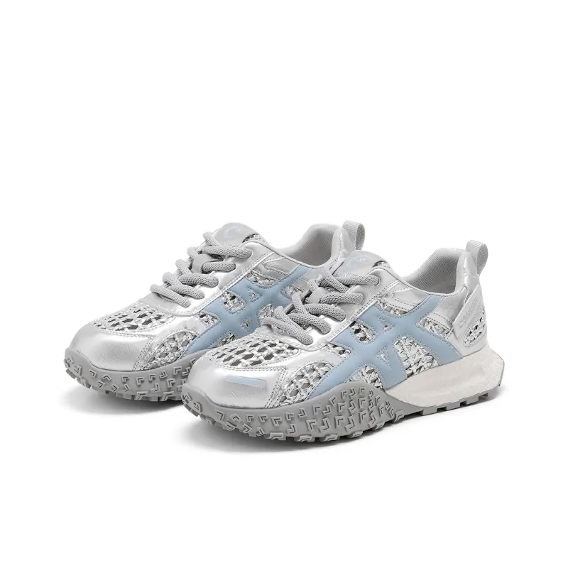 C°BANNER Casual Shoes Women's Low Top Silver Blue/White/Yellow/White-3