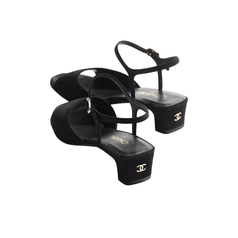 CHANEL Coco Beach 25M One Strap Sandals 3.5cm Women's Black-3