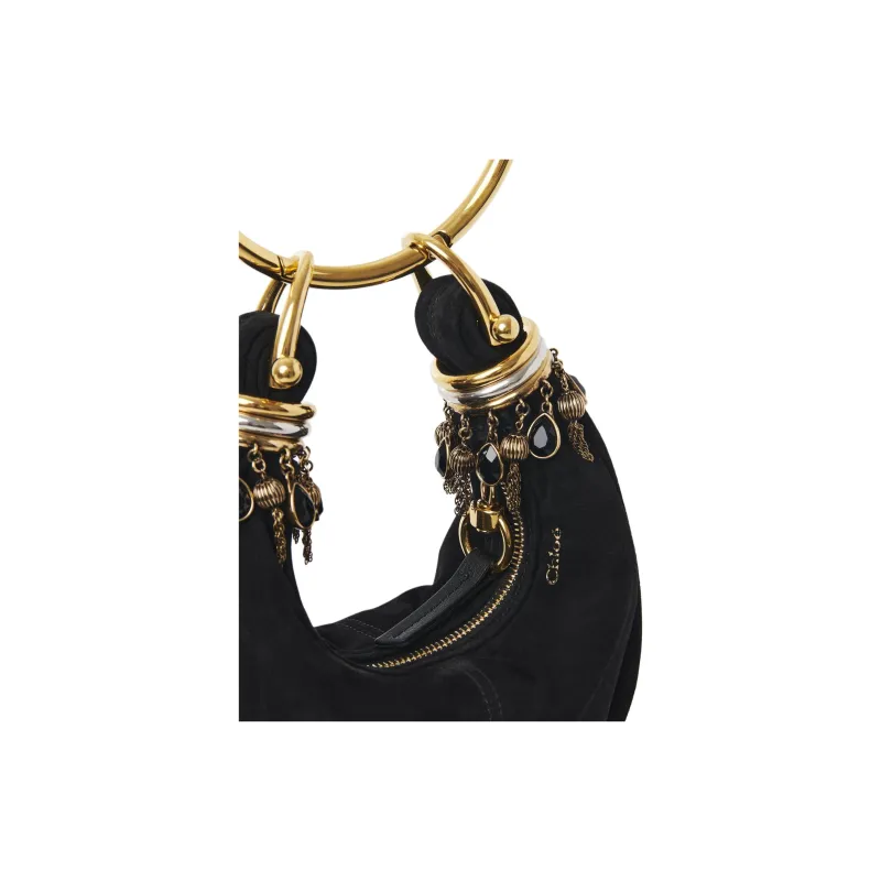 Chloe Goatskin Hobo Bag, Shoulder Bag, Crossbody Bag, Handbag Mini Women's Black-4