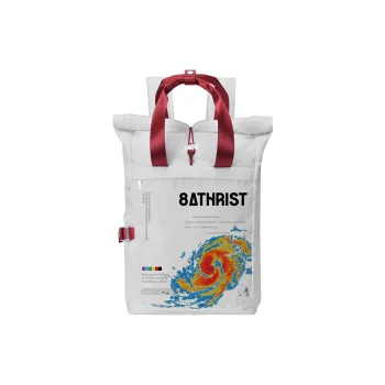 8atheist Polyester Backpack Unisex Gray Red Contrast