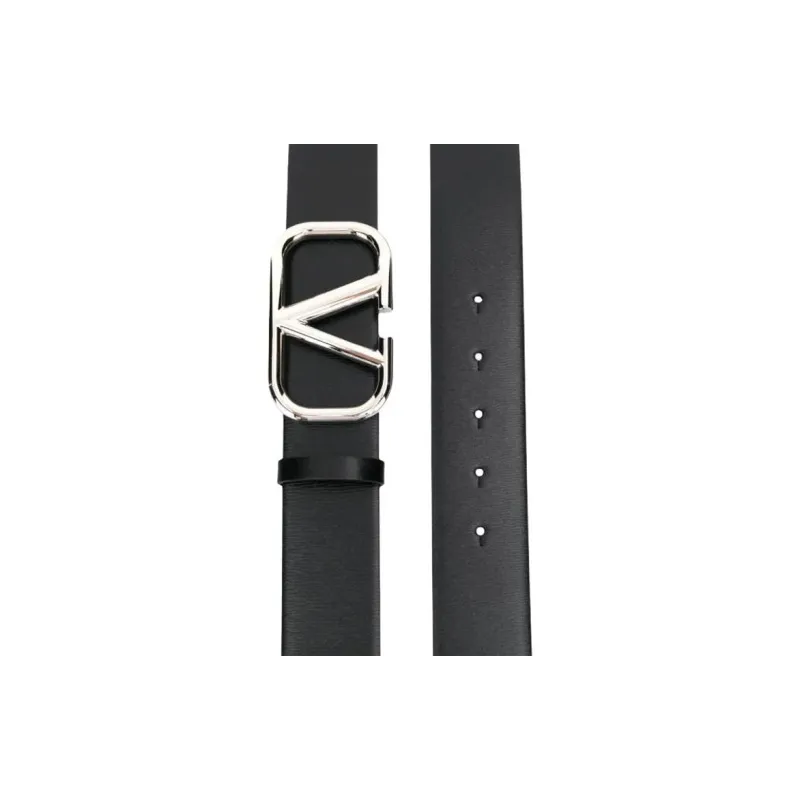 Valentino Leather Belts Unisex Black 3CM-1