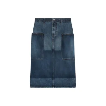 GUCCI SS25 Denim Long Skirt Women's Blue