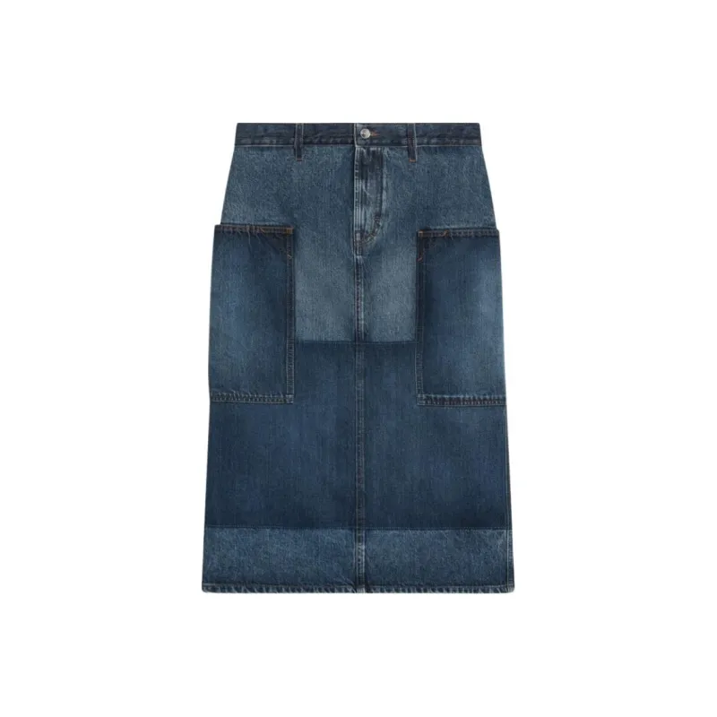 GUCCI SS25 Denim Long Skirt Women's Blue-0