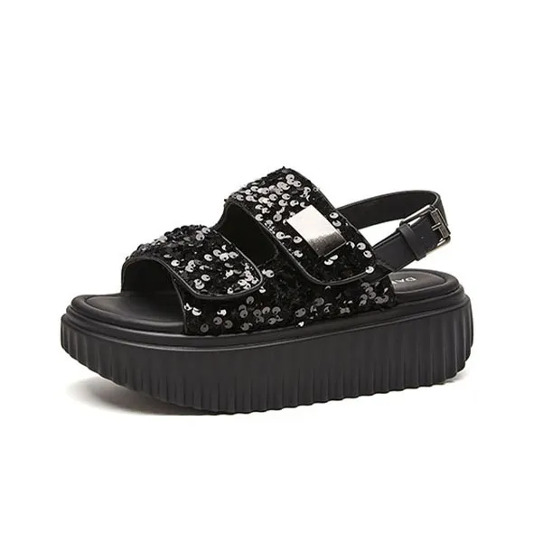 DAPHNE Beach Sandals Women's Black, Silver-1
