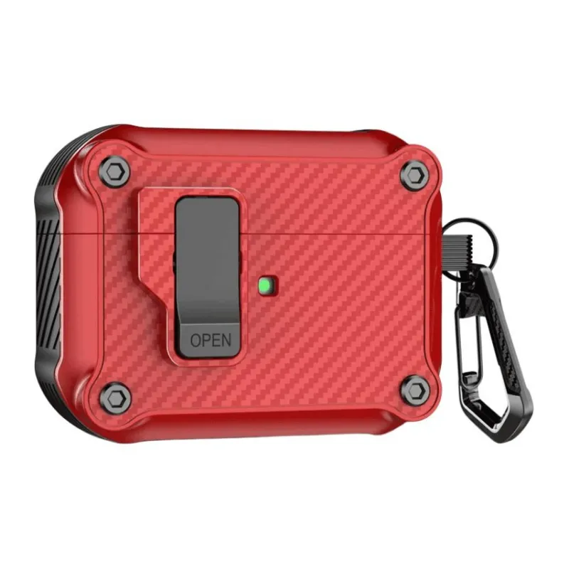 Yoobao Compatibility AirPods4 TPU Automatic Lid, Carbon Fiber Texture Impact Resistant Headphone Cases-7