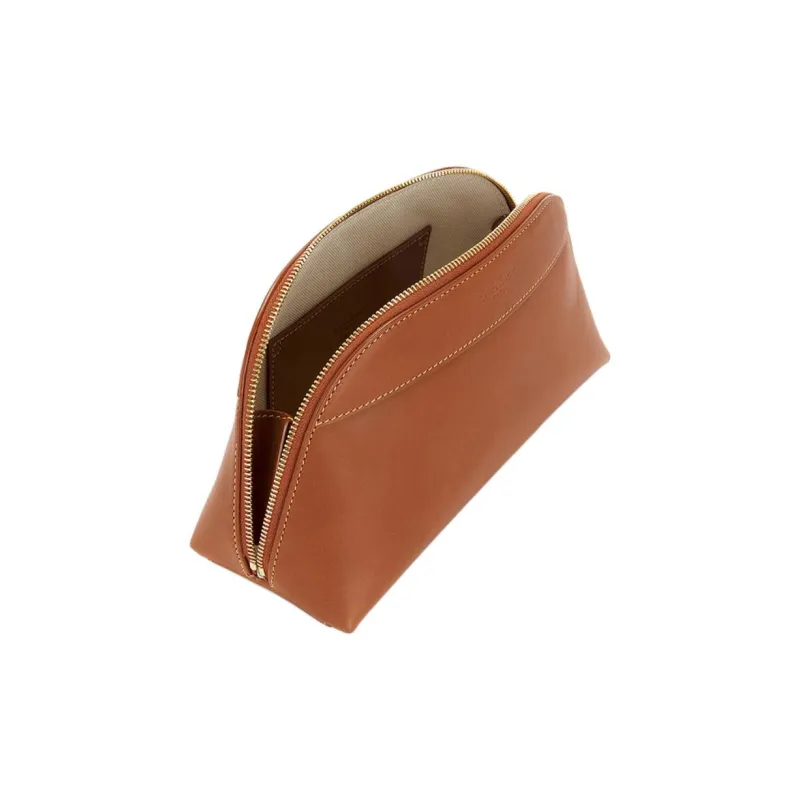 SAINT LAURENT Leather Clutch Trumpets Women's Brown-3