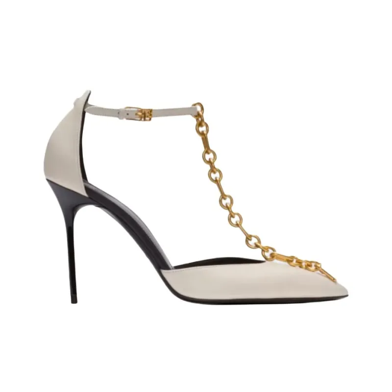 BALMAIN Slim Heel High Heels 9.5cm Women's White-1