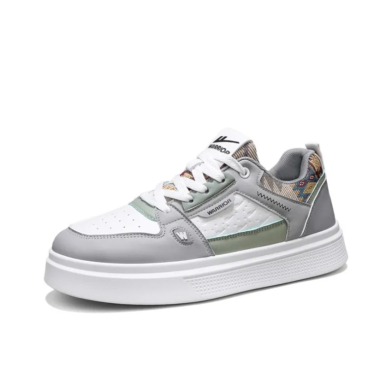 Warrior Slip Resistant, Abrasion Resistant, Lightweight Low Top Skateboard Shoes Men's Gray White Green-1