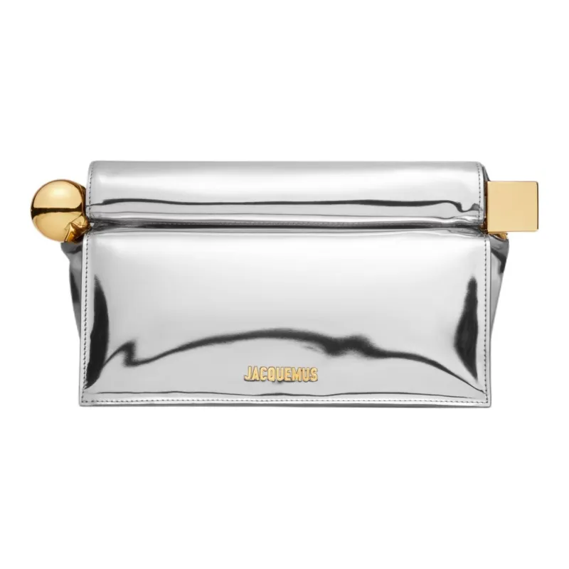Jacquemus Carré Ronds PU Polyurethane Clutch Women's Silver-0