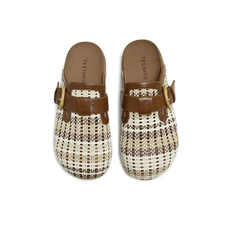 Teenmix Rubber Sole Quiet Abrasion Resistant Slip Resistant Closed Toe Slippers Women's-7