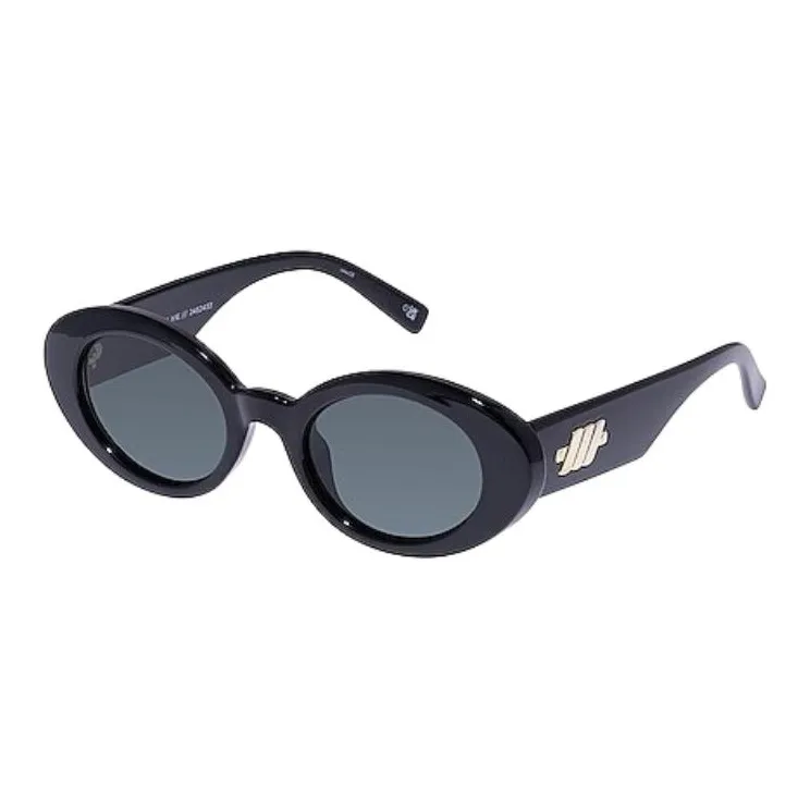 Le Specs Plastic Oval Sunglasses Unisex Black-0