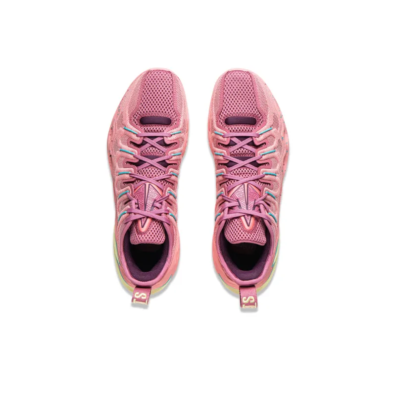 LiNing Buckets Shock Absorbers Slip Resistant Breathable Low Top Basketball Shoes Men's Pink-3