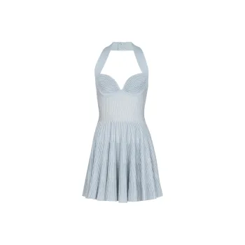BALMAIN SS25 Sleeveless Dress Women's Blue