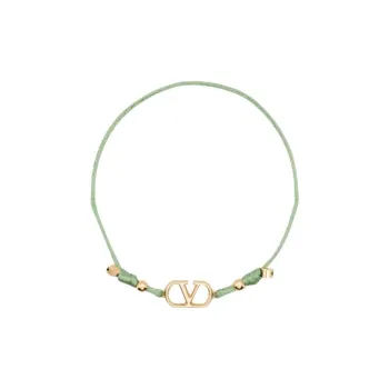 Valentino Gold Plated Brass With Fabric Bracelets Women's Green
