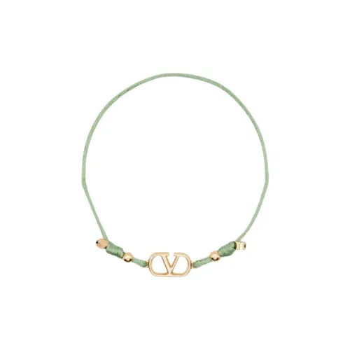 Valentino Gold Plated Brass With Fabric Bracelets Women's Green