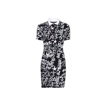 VERSACE JEANS Short Sleeved Dress Women's Black White