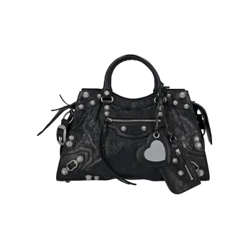 Balenciaga Neo Cagole City Lambskin One Shoulder Handbag Women's Black