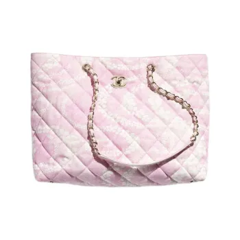 CHANEL Coco Denim Tote Bag, Shopping Bag, Handbag Women's Light Pink & White