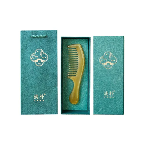 DANPU Wide Tooth Long Handle Flowering White Buffalo Horn Comb Hairdressing Tools Soothing Meridian Massage
