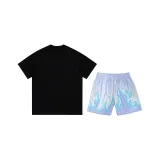 Black Short-Sleeved+Purple Shorts[No Matching Two-Piece Set]